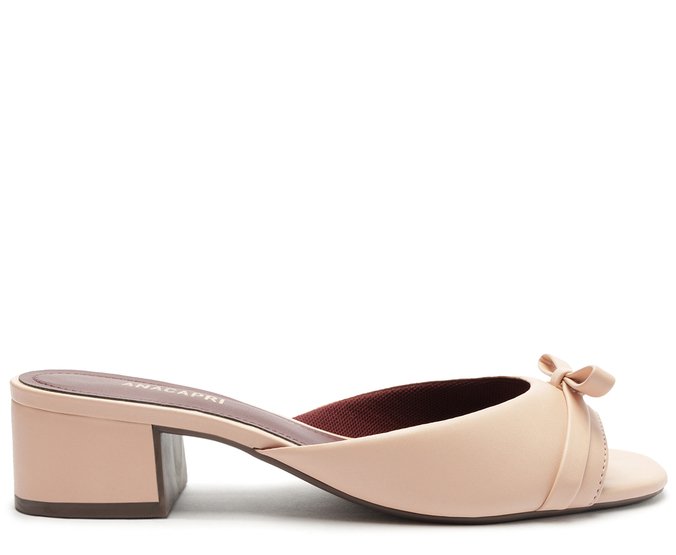 Sandália Mule Laço Reto Rosa