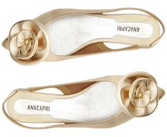 Sapatilha Slingback Bico Fino Flor Dourada