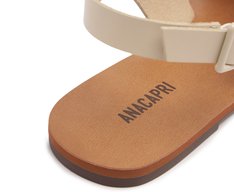 Rasteira Monocolor Tiras Cruzadas Couro Bege