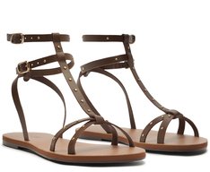 Rasteira Gladiadora com Tachas Marrom