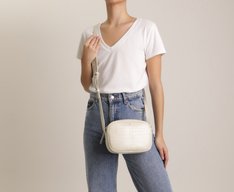 Bolsa Tiracolo Média Croco Branca