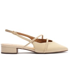 Sapatilha Slingback Salto Bloco Tranças Bege