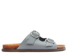 Rasteira Slide De Fivela Cortiça Azul