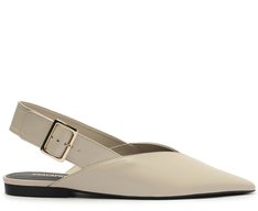 Sapatilha Slingback Bico Fino Fivela Branca