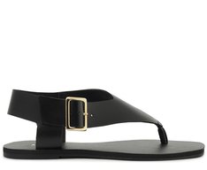 Rasteira Slim Fivela Couro Preta