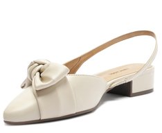 Sapatilha Slingback Maxi Laço Salto Bloco Branca