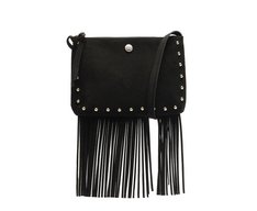 Bolsa Tiracolo Média Franja Preta