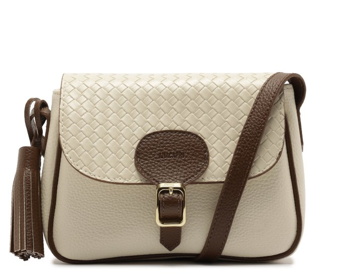 Bolsa Tiracolo Detalhe Tassel e Tampa Branca