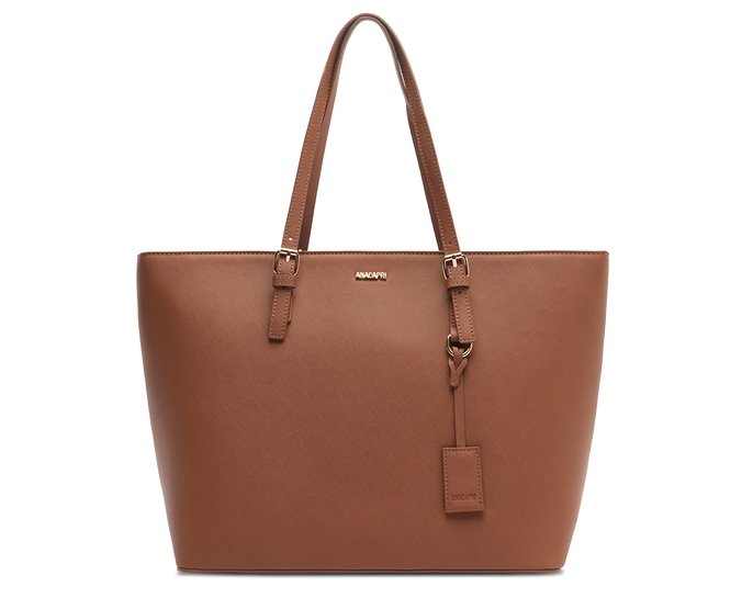Bolsa Shopping Grande Bag Charm Fivela Marrom