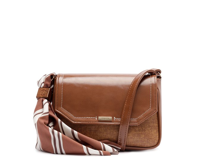 Bolsa Tiracolo Pequena Linho Marrom