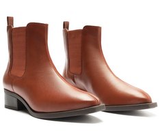 Bota Chelsea Cano Curto Bico Quadrado Marrom