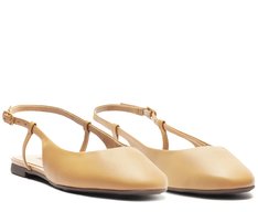 Sapatilha Slingback Bico Quadrado Basic Bege