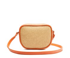 Bolsa Tiracolo Média Raffia Com Lenço Laranja
