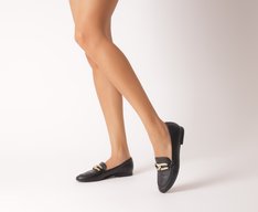 Mocassim Bridão Entrelaçado Preto