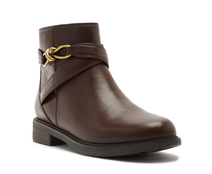 Bota Cano Curto Metal Orgânico Marrom