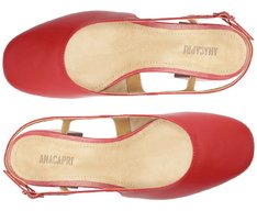 Sapatilha Slingback Basic Salto Bloco Vermelha
