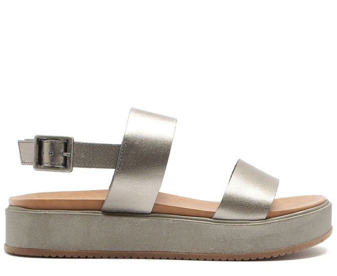 sandalia flatform couro