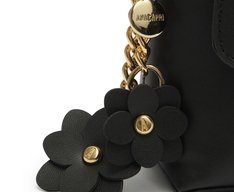 Bolsa Tiracolo Pequena Chaveiro Flor Preta