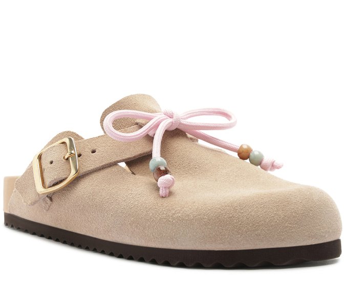 Mule Clog Acamurçada Couro Cinza