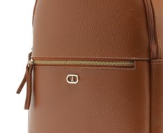 Mochila Média Zíper Frontal Marrom Curcuma