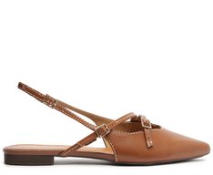 Sapatilha Slingback Salto Bloco Tiras Marrom