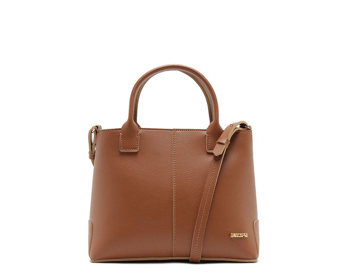 Bolsa Tote Média Logo Metal Marrom