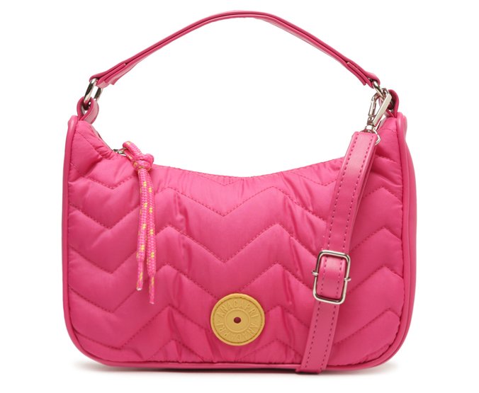 Bolsa Hobo Pequena Nylon Matelassê Rosa