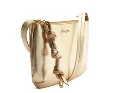 Bolsa Tiracolo Pequena Cordão Entrelaçado Dourada