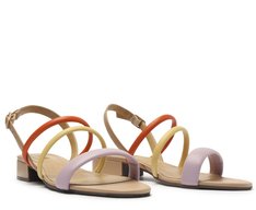 Sandália Nude Multicolorida Tira Tripla Bloco