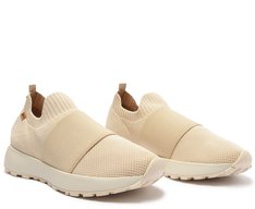 Tênis Slip On Knit Faixa Sporty Bege