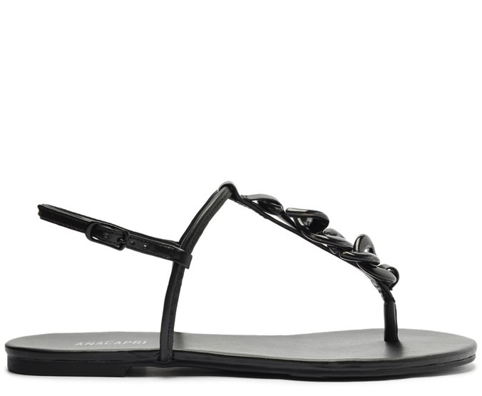 Sandália Slim Corrente Monocolor Preta