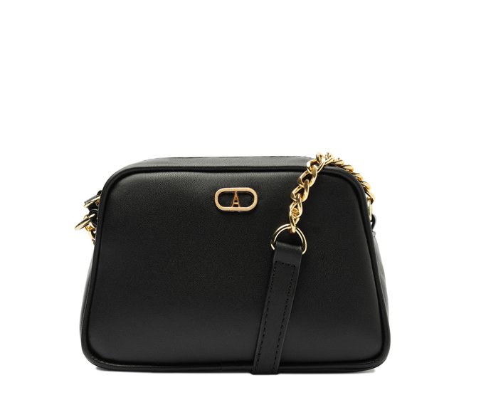 Bolsa Tiracolo Pequena Arredondada Glam Preta