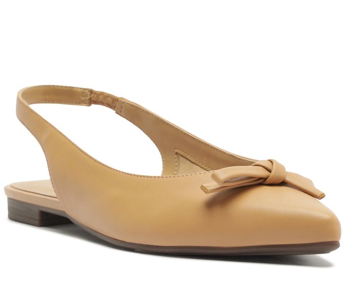 Sapatilha Slingback Laço Minimalista Bege