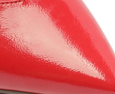Sapatilha Slingback Salto Bloco Corte Triangular Verniz Vermelha