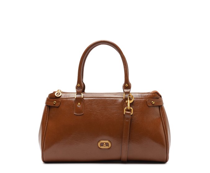 Bolsa Tote Média Estruturada Glow Marrom