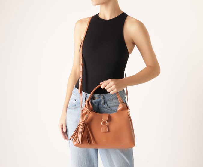 Bolsa Tote Média Barbicho Lateral Marrom