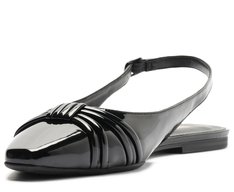 Sapatilha Slingback Tiras Verniz Preta