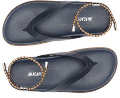 Chinelo Papete Couro com Tornozeleira Azul