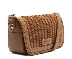 Bolsa Tiracolo Média Texturizada Injetada Marrom