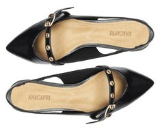 Sapatilha Slingback Tira Única Fivela Preta