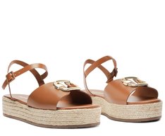 Sandália Plataforma Natural Fivela Marrom