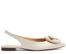 Sapatilha Slingback Bico Fino Flor Branca