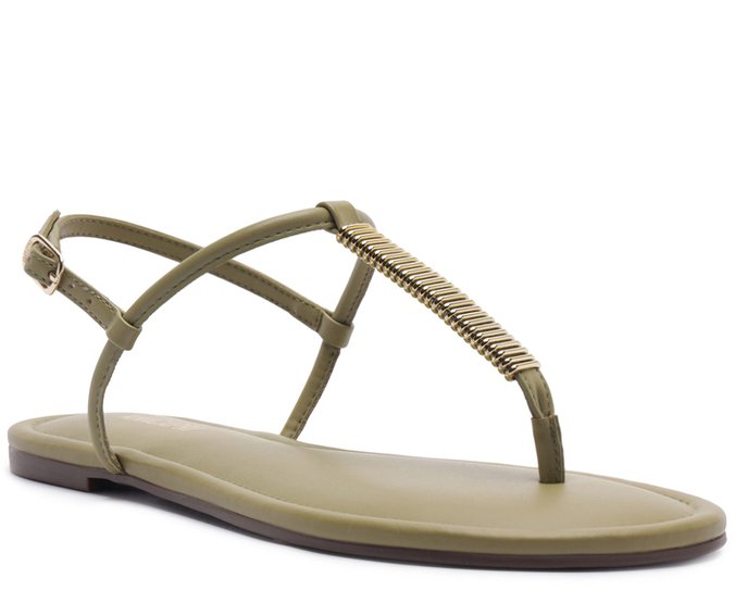 Rasteira Slim Adorno Metal Verde