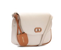 Bolsa Tiracolo Média Costura Ornamental Bicolor Branca