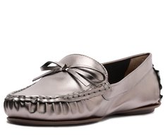 Mocassim Laço Lana Prateado