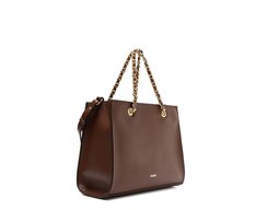 Bolsa Tote Média Alça Acorrentada Marrom