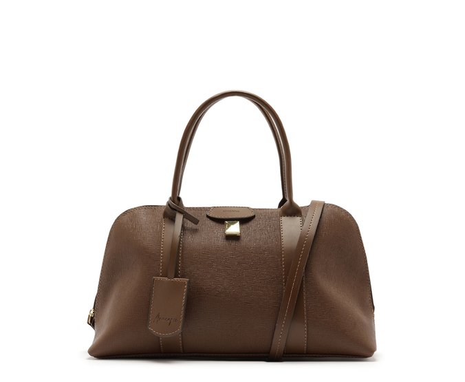 Bolsa Tote com Detalhe de Pendente Marrom