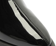 Bota Chelsea Cano Curto Bico Quadrado Verniz Preta