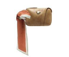 Bolsa Tiracolo Pequena Lenço Decorativo Bege