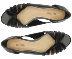 Sapatilha Peep Toe Recortes Vazados Preta